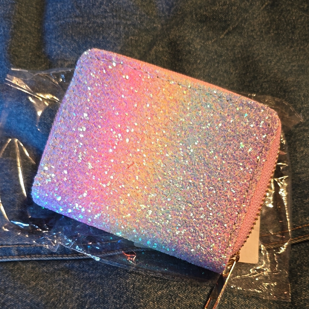 NWT Glittery Pastel Rainbow Wallet